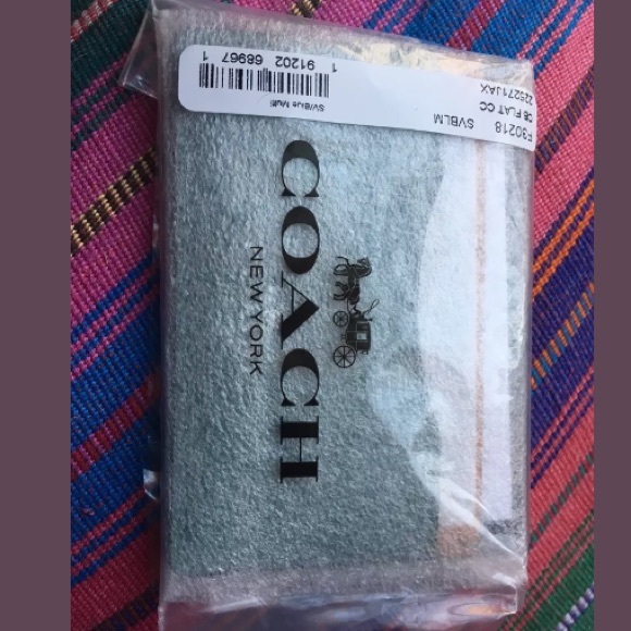 Coach Blue Yellow Color Block Card Case (F30218) - Picture 2 of 3